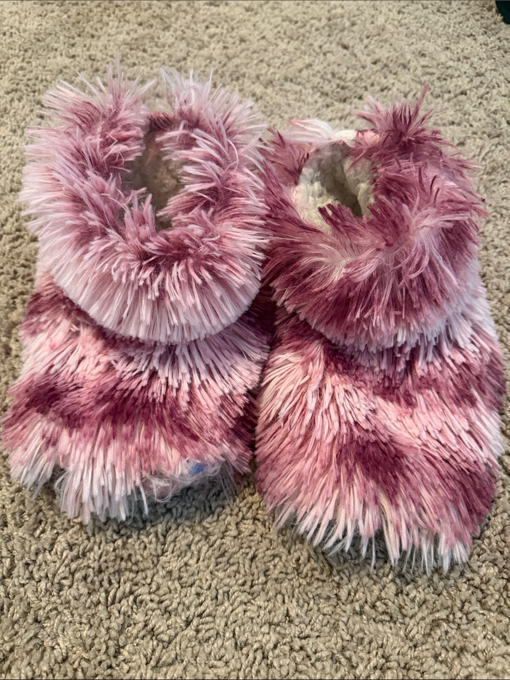 Justice Mauve & Light Pink Plush Kids Slippers